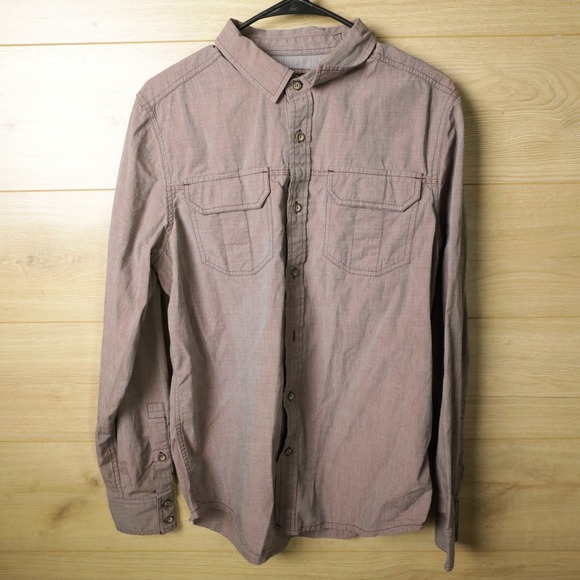 Prana Other - Prana Mens Slim Fit Long Sleeve Button Up Shirt Red Brown‎ Medium